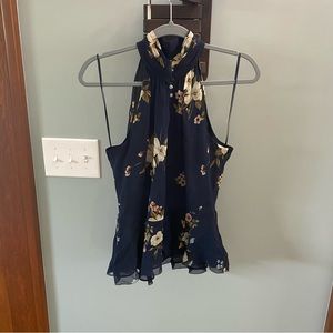 JOIE ABBIGAYL FLORAL-PRINT PEPLUM SILK HALTER- SZ 4